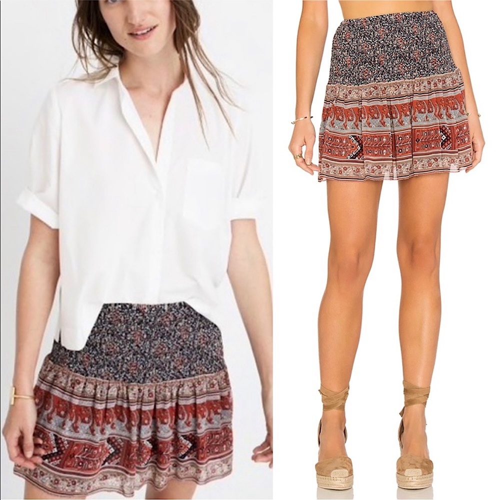 Ulla Johnson Colette Silk Smocked Mini Skirt